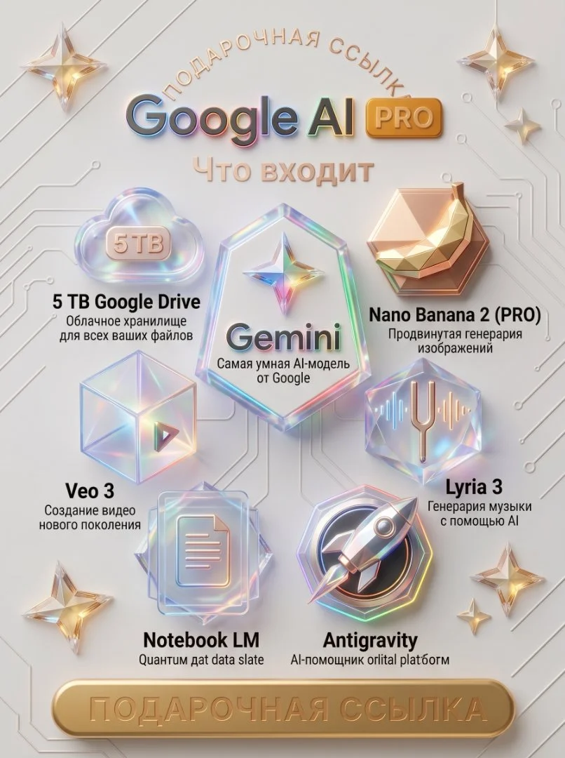 Google AI Pro 18 месяцев — Gemini Pro+Nano Banana - миниатюра 2