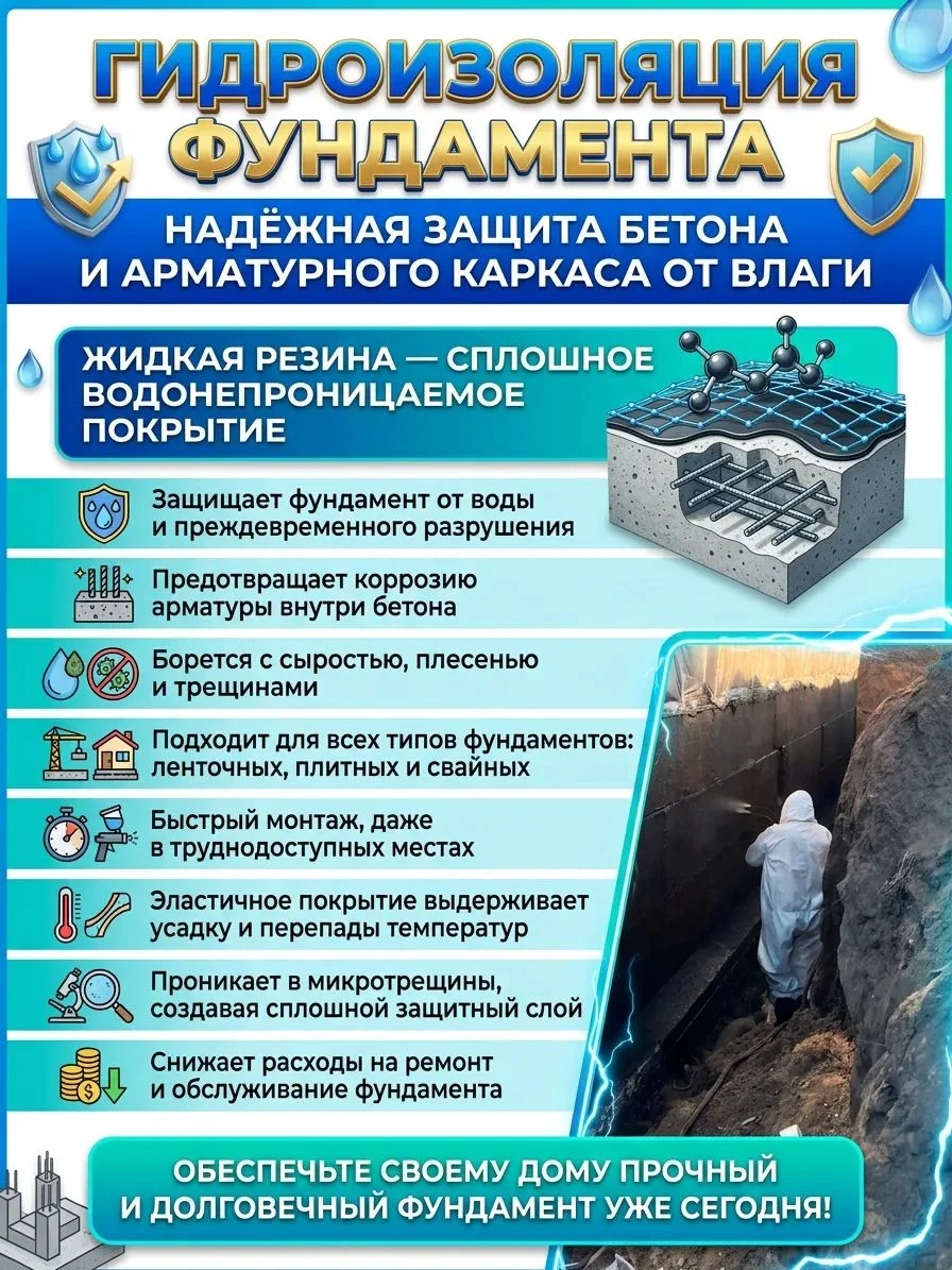 Гидроизоляция фундамента и кровли жидкая резина - миниатюра 3