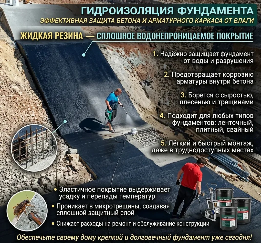 Гидроизоляция фундамента и кровли жидкая резина - миниатюра 4