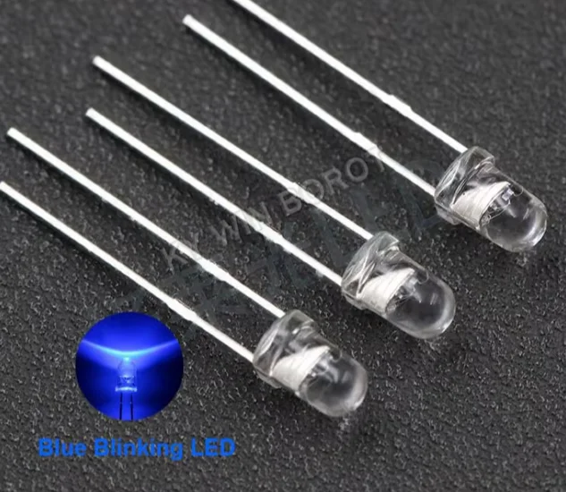 LED 3 мм, прозрачная линза, голубой; фото «Blinking» - изображение 1