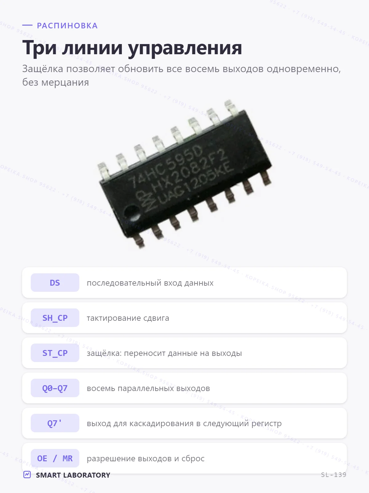 74HC595D (8-bit SIPO с защёлкой, SOIC-16) - миниатюра 3