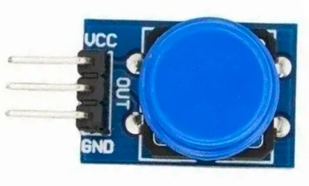 module big push button (~12 мм колпачок), плата VCC/OUT/GND, момент.