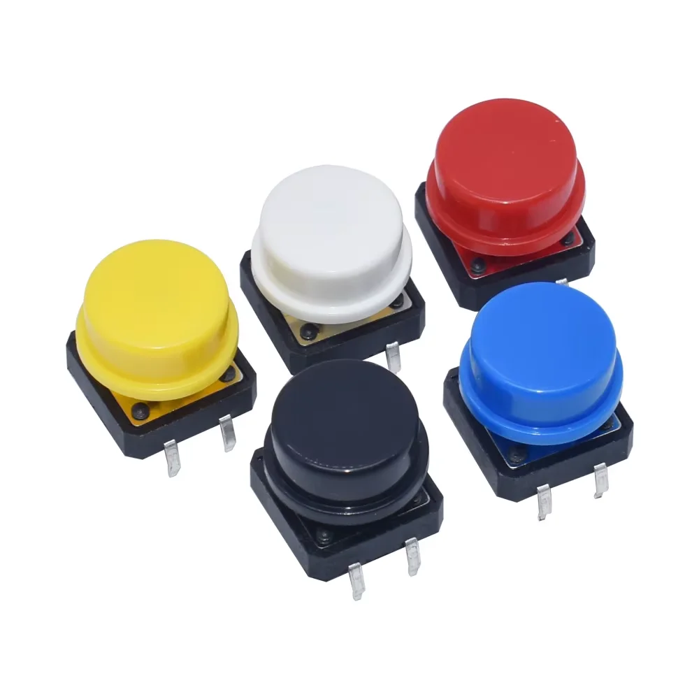 tact switch 12×12×7.3 мм, 4-pin THT, колпачок чёрный - миниатюра 2