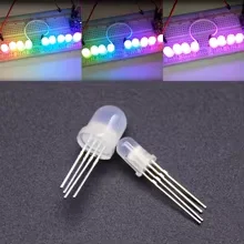 RGB LED 8 мм, матовая (frosted) линза, 4 вывода (R/G/B + общий)