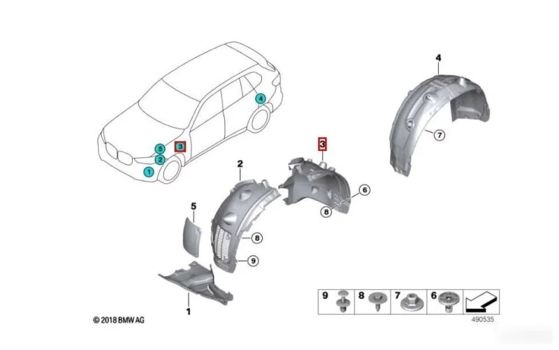 Подкрылок передний левый BMW XM G09 2022-2025 - миниатюра 2