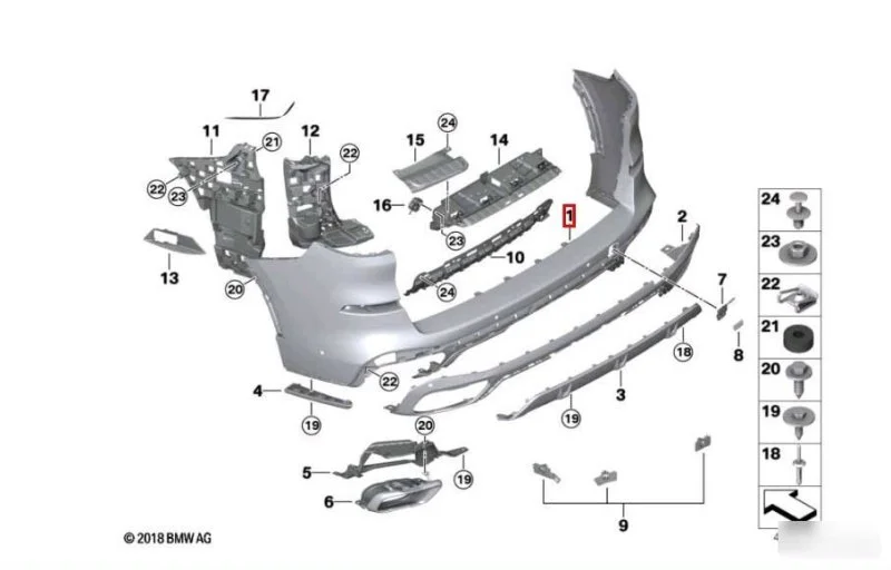 Бампер задний BMW X5 G05 2018-2025