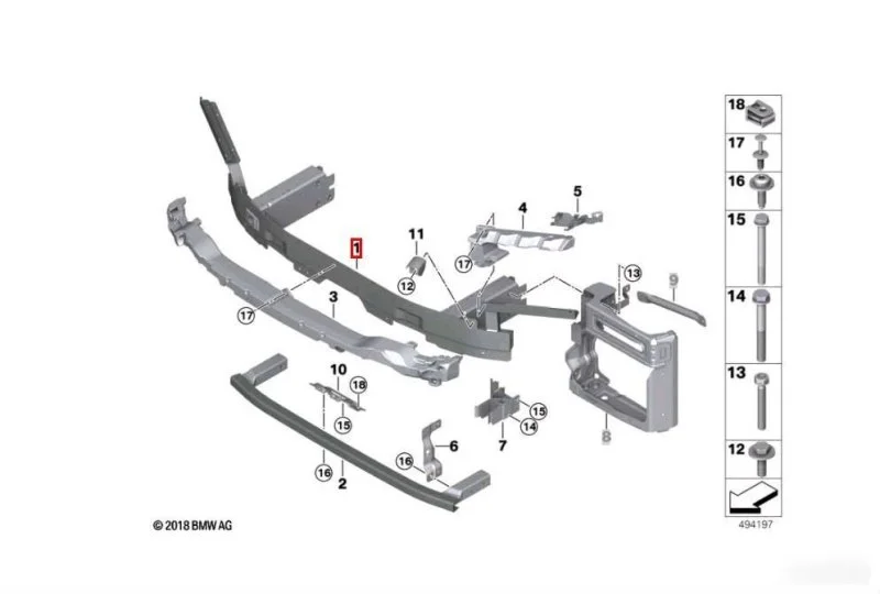 Усилитель бампера передний BMW X7 G07 2018-2025 - изображение 1