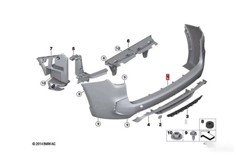 Бампер задний BMW X5M F85 2013-2018 - изображение 1