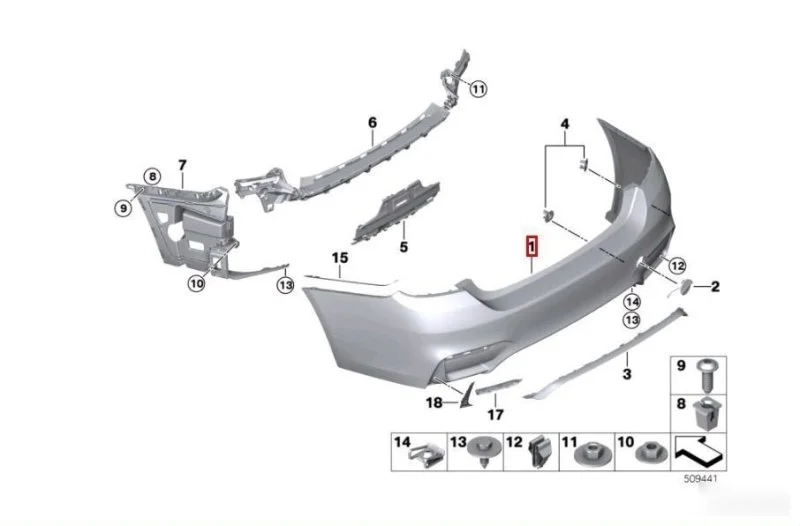 Бампер задний BMW M4 F82 2013-2020