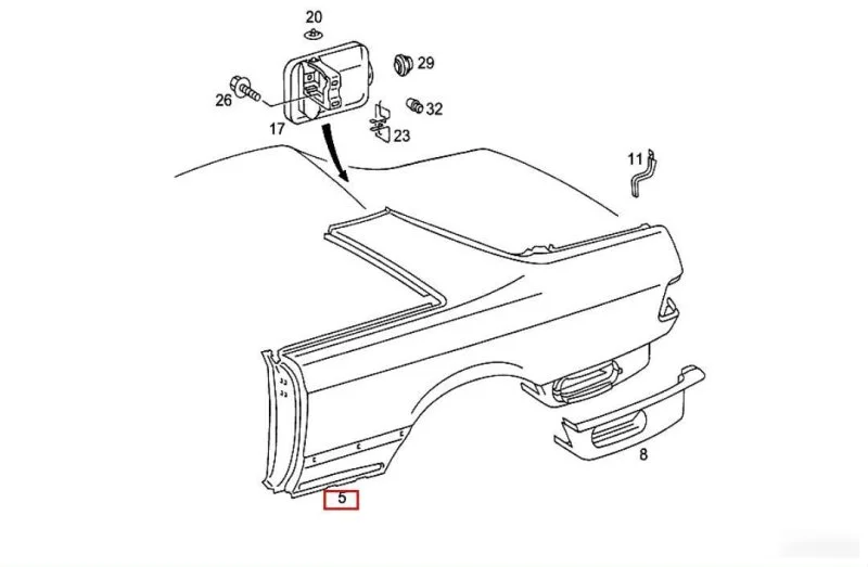 Крыло заднее левое Mercedes S W126 1079-1991 - изображение 1