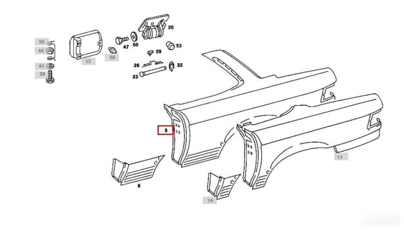 Крыло заднее левое Mercedes SL 107 1971-1989 - изображение 1