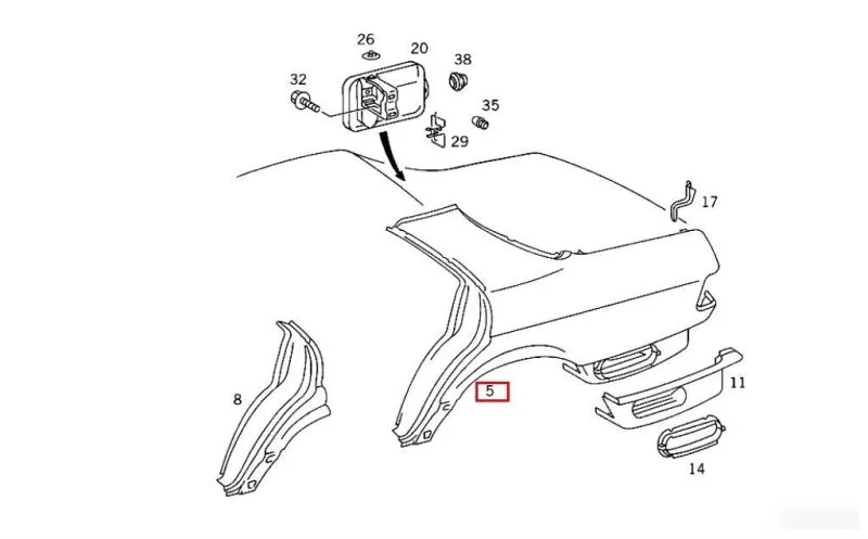 Крыло заднее левое Mercedes S W126 1979-1991 - изображение 1