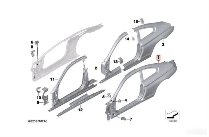 Боковина задняя левая BMW M6 F13 2012-2018 - изображение 1