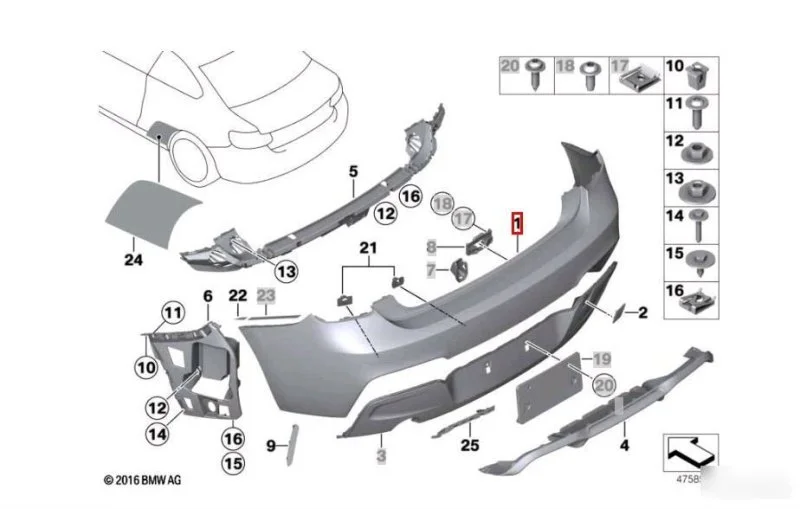 Бампер задний BMW M2 F87 2015-2021 - изображение 1