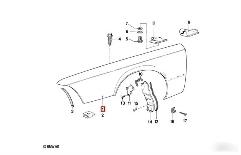 Крыло переднее левое BMW 6 E24 1075-1989 - изображение 1