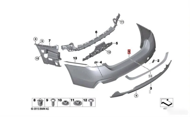 Бампер задний BMW 4 F32 2013-2020 - изображение 1