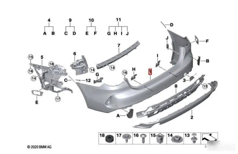 Бампер задний BMW 4 G22 2020-2024 - изображение 1
