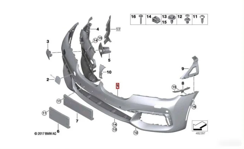 Бампер передний BMW 7 G11 2015-2022 - изображение 1