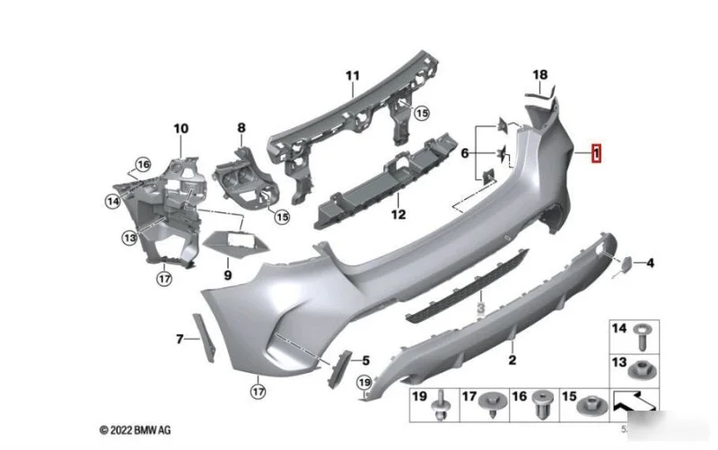 Бампер задний BMW 1 F40 2019-2025 - изображение 1