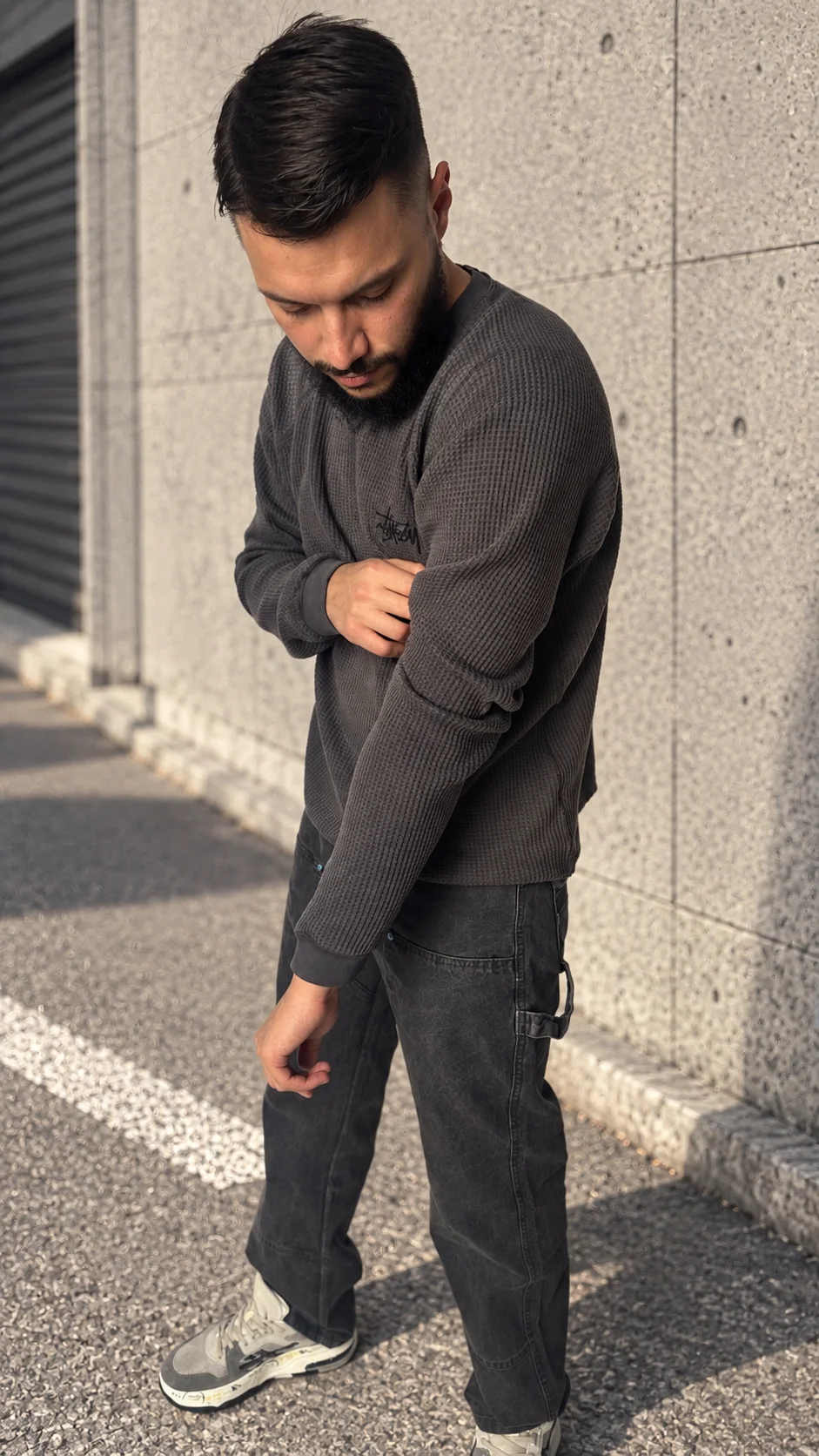 Лонгслив Stussy Raglan Thermal Long-Sleeve Crew - миниатюра 2