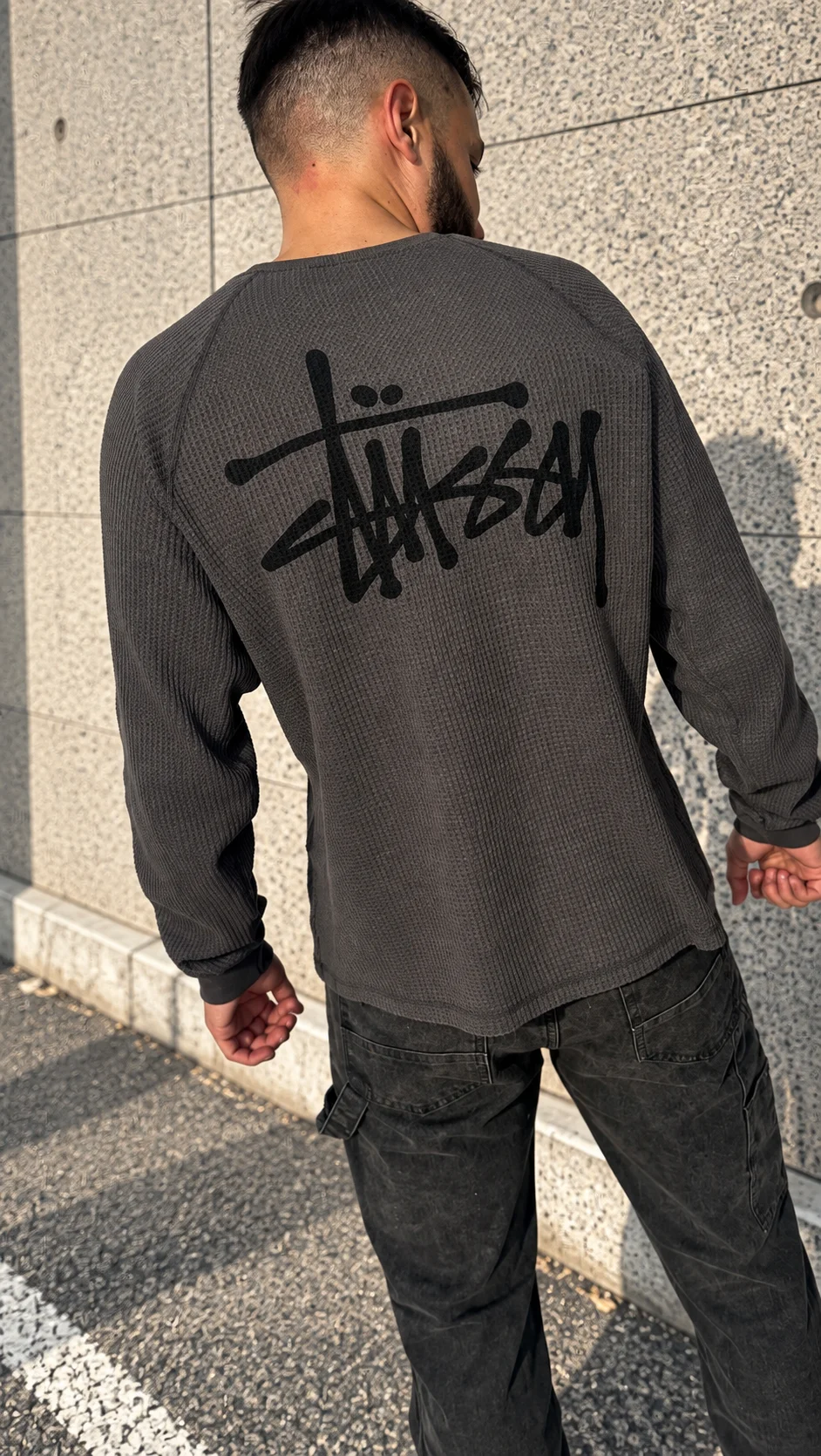 Лонгслив Stussy Raglan Thermal Long-Sleeve Crew - миниатюра 3