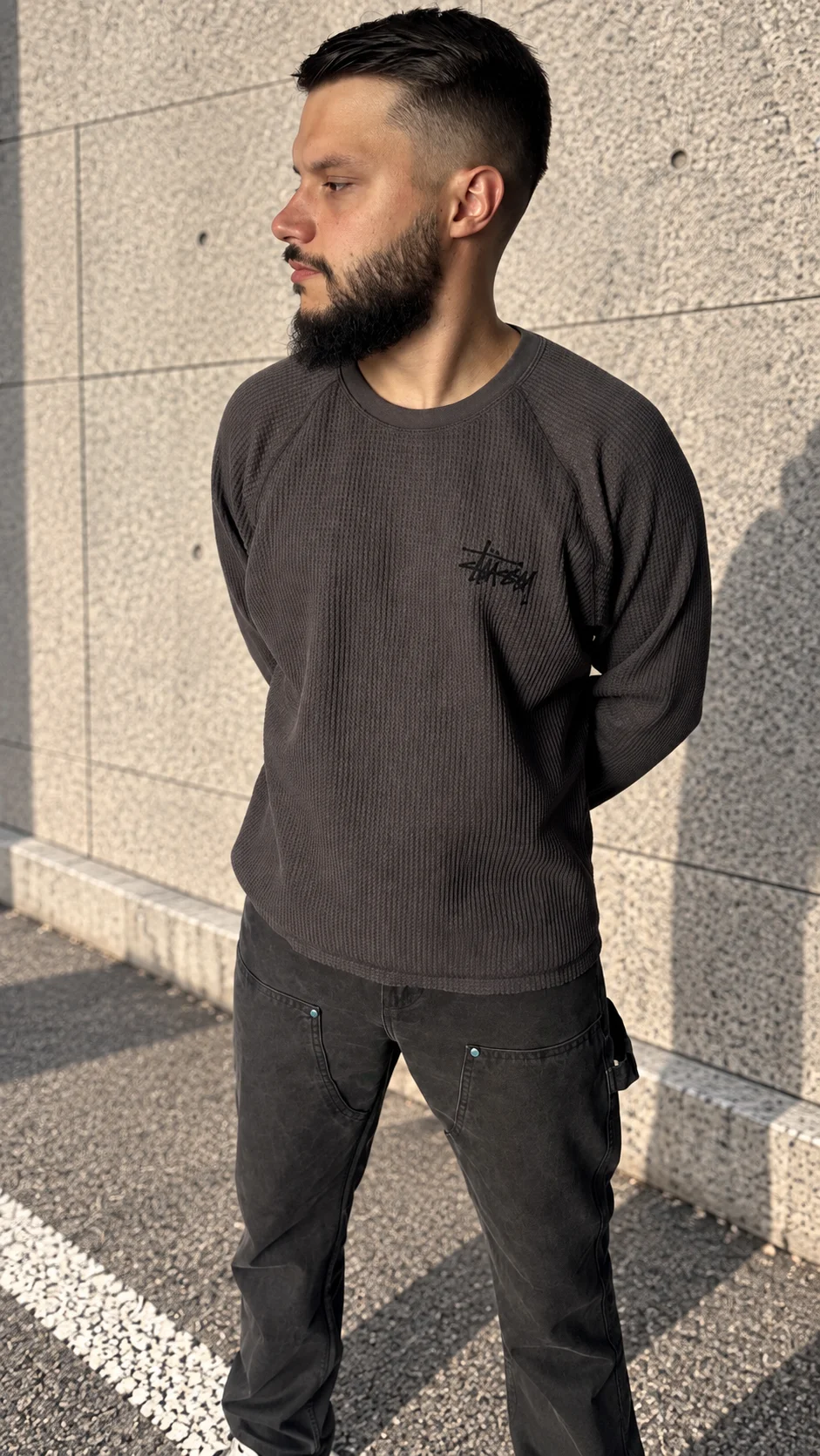 Лонгслив Stussy Raglan Thermal Long-Sleeve Crew - миниатюра 4
