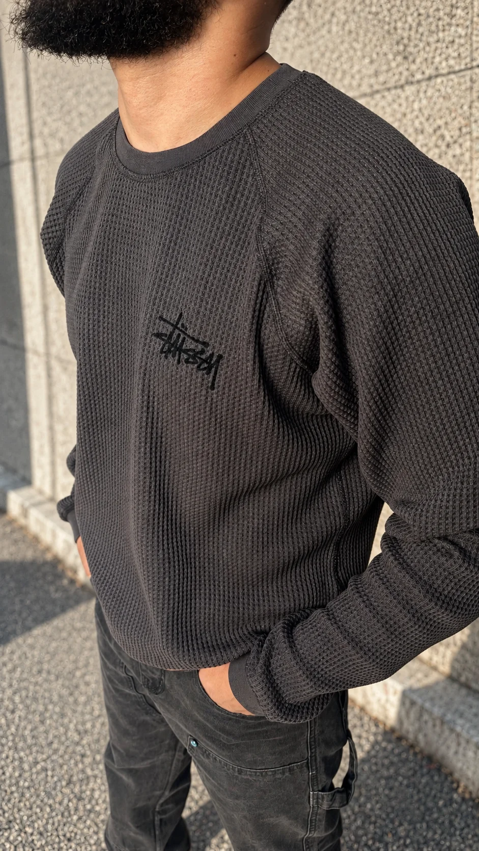 Лонгслив Stussy Raglan Thermal Long-Sleeve Crew - миниатюра 6