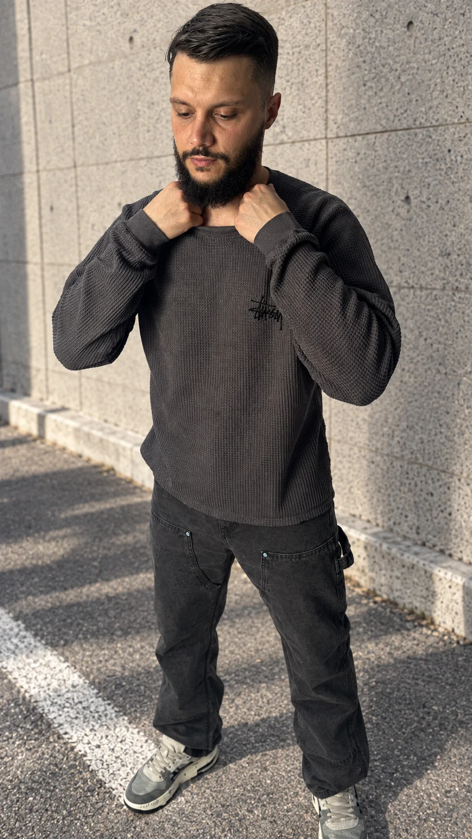 Лонгслив Stussy Raglan Thermal Long-Sleeve Crew - миниатюра 7