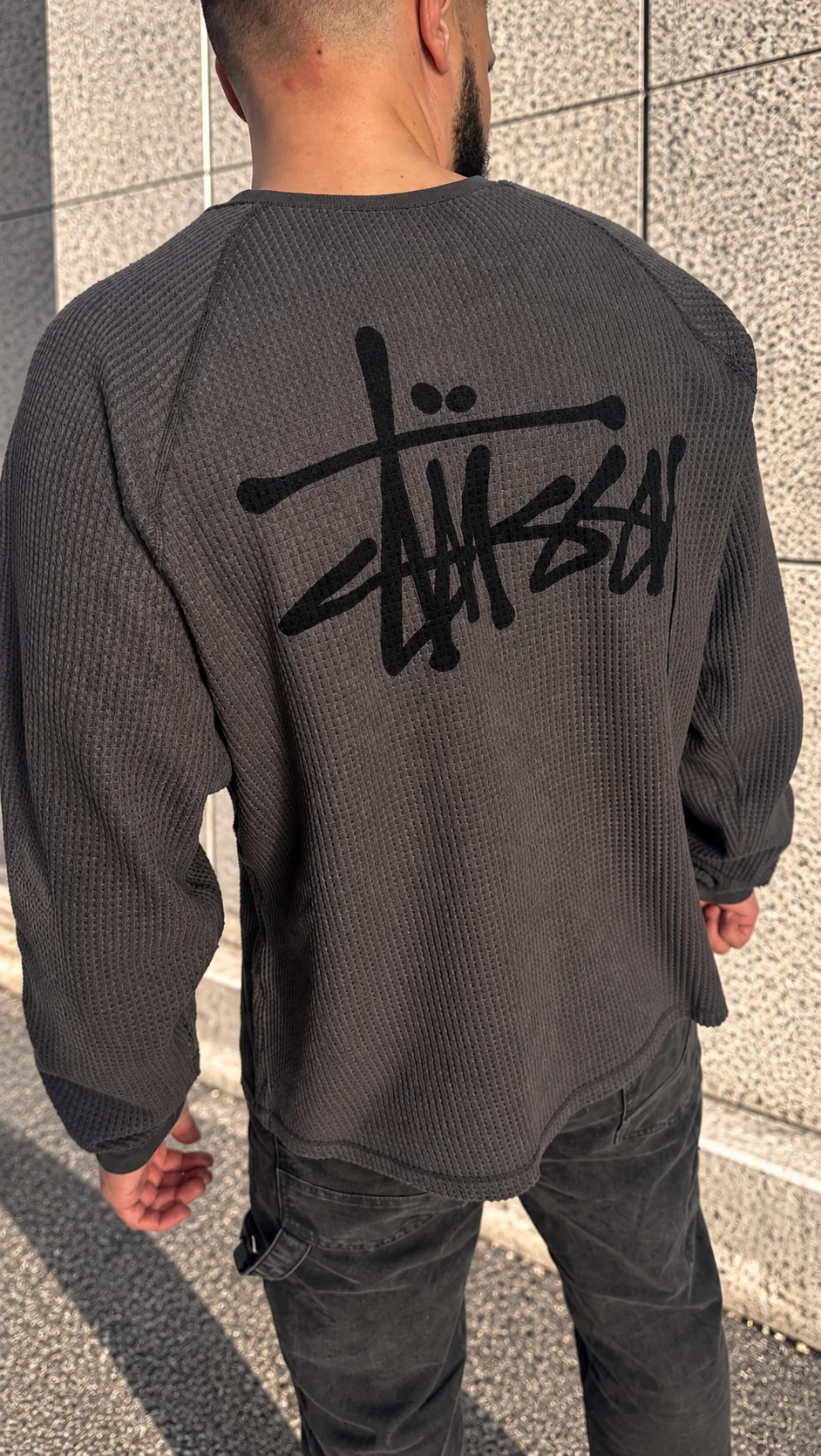 Лонгслив Stussy Raglan Thermal Long-Sleeve Crew - миниатюра 9