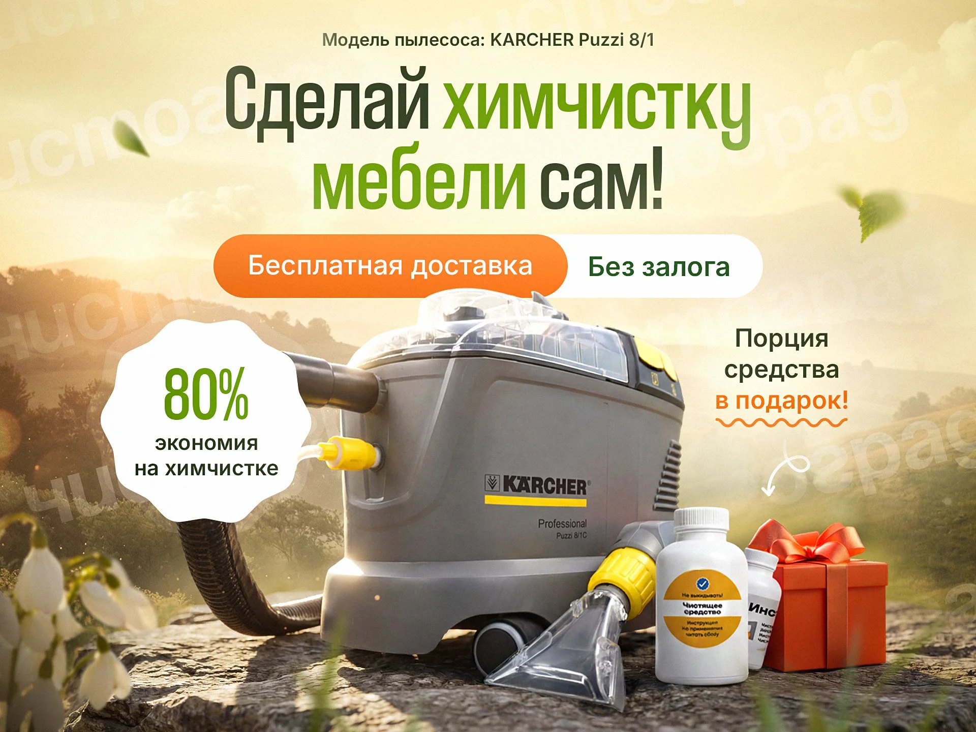 Аренда моющего пылесоса Karcher Puzzi 8/1 - изображение 1