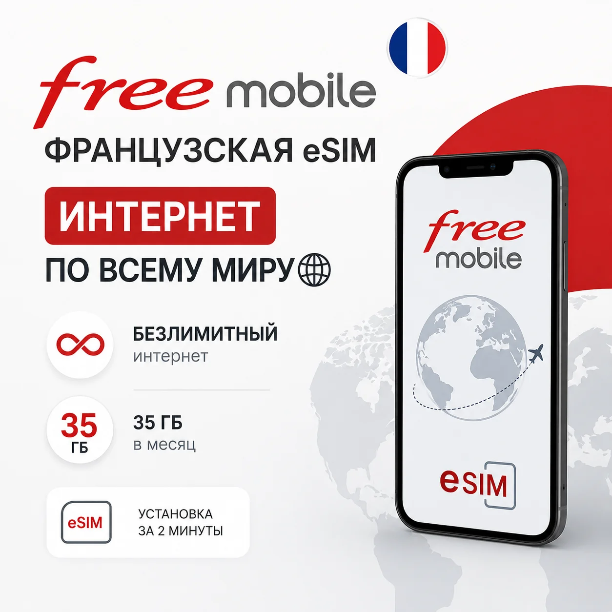 eSIM Франция безлимит в РФ - изображение 1