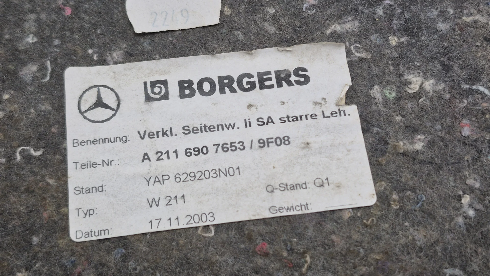 Обшивка багажного отделения правая Mercedes-Benz W211  A2116907653 - миниатюра 3