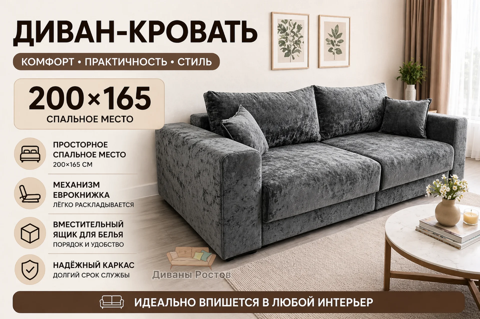 Диван раскладной новый еврокнижка с доставкой - изображение 1