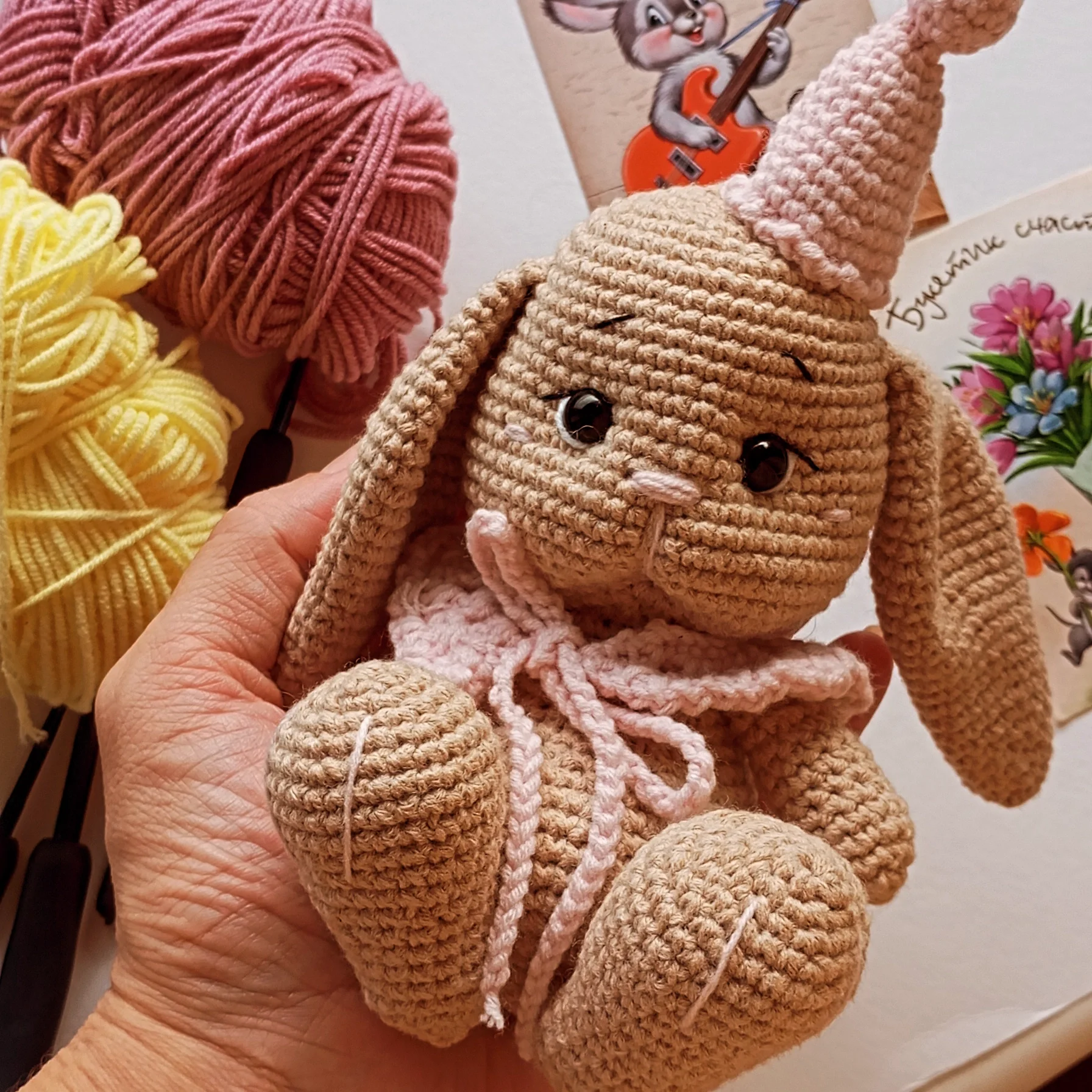 Вязаные игрушки ёжик зайка мишка - миниатюра 4