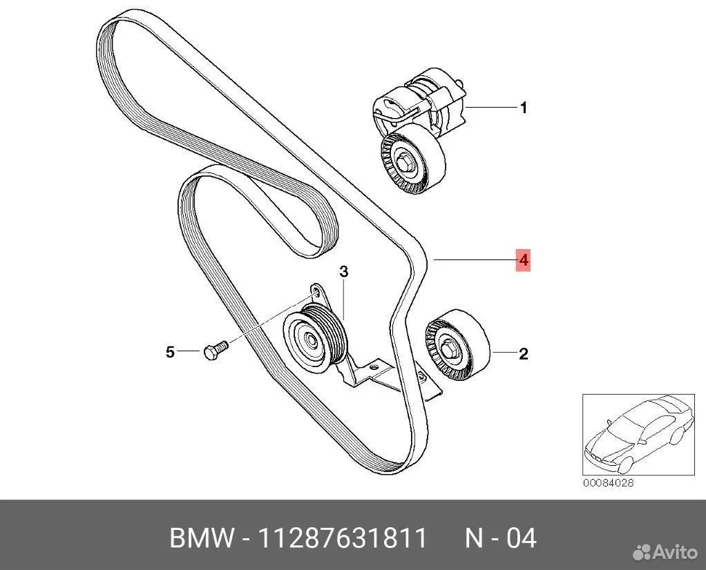 Клиновой рифленый ремень BMW 11287631811 - изображение 1