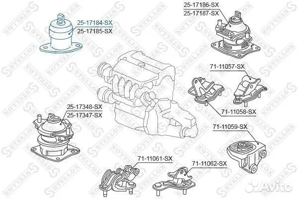 Подушка двигателя правая (AT) Honda Acc 2517184SX - миниатюра 2