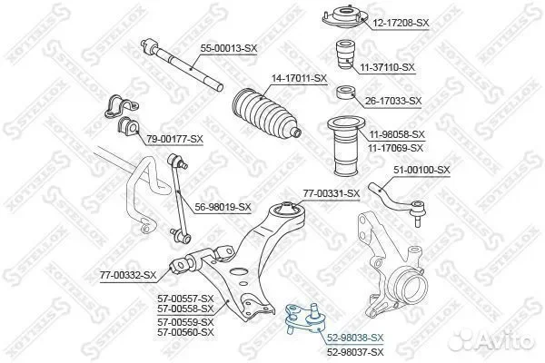Шаровая опора левая Stellox 5298038SX (Toyota Camry/Previa all 00) - миниатюра 2