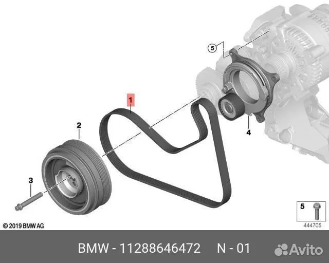 Клиновой рифленый ремень BMW 11288646472 - изображение 1