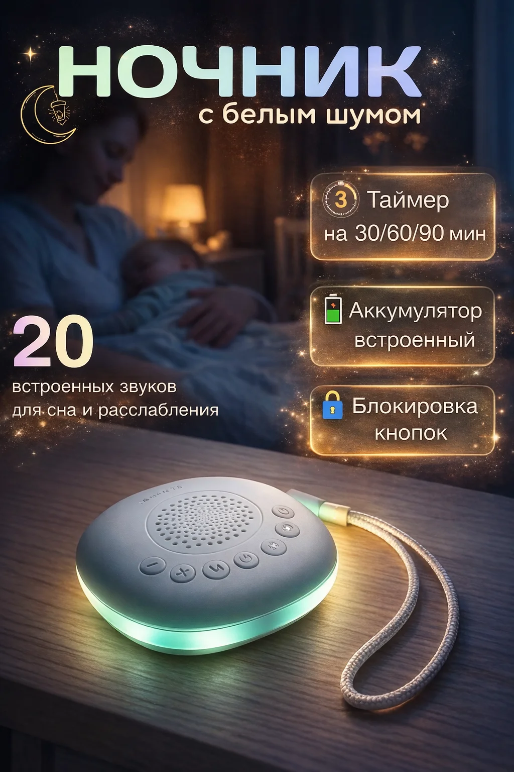 Белый шум с ночником - миниатюра 3