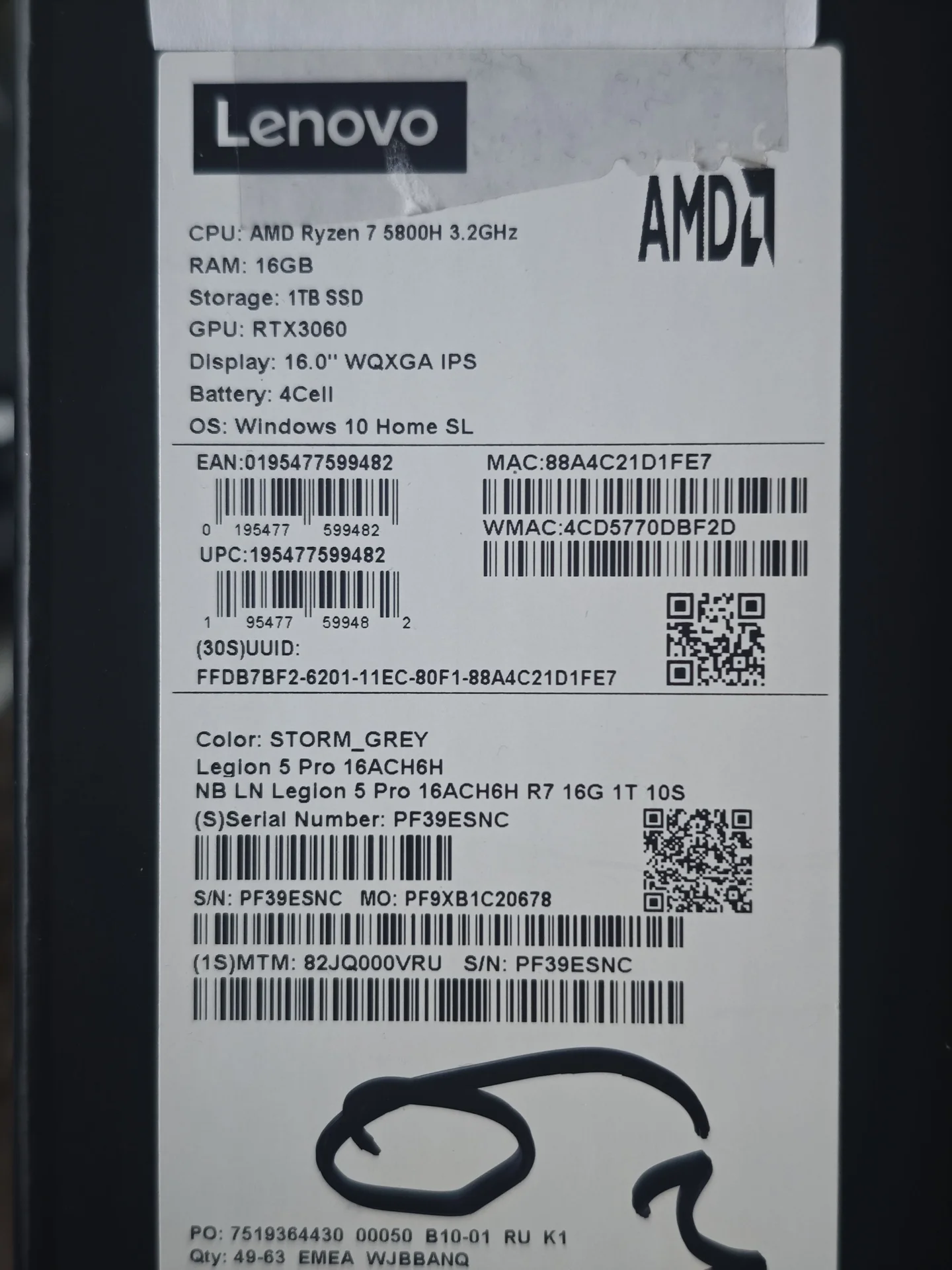Ноутбук , Legion 5 Pro 16ach6 1tb - миниатюра 2