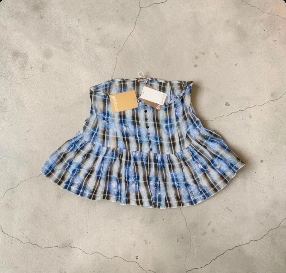Новая Galliano vintage plaid flowers юбка