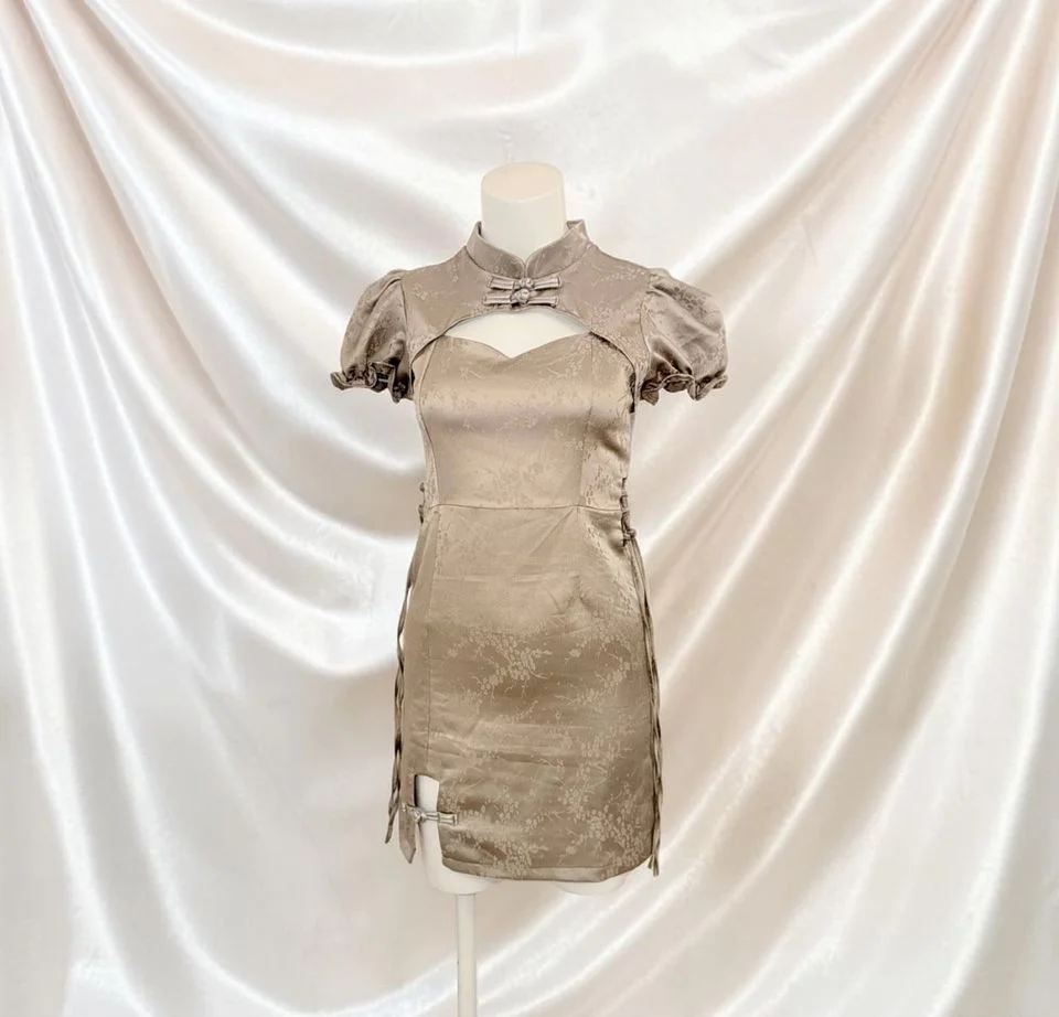 Мини-платье азиатский ретро шик Qipao стиль Япония - миниатюра 2