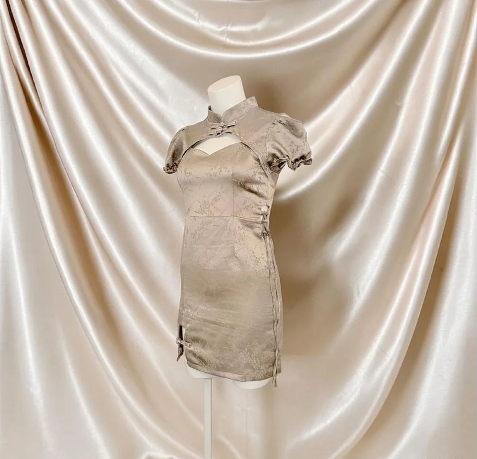 Мини-платье азиатский ретро шик Qipao стиль Япония - миниатюра 3