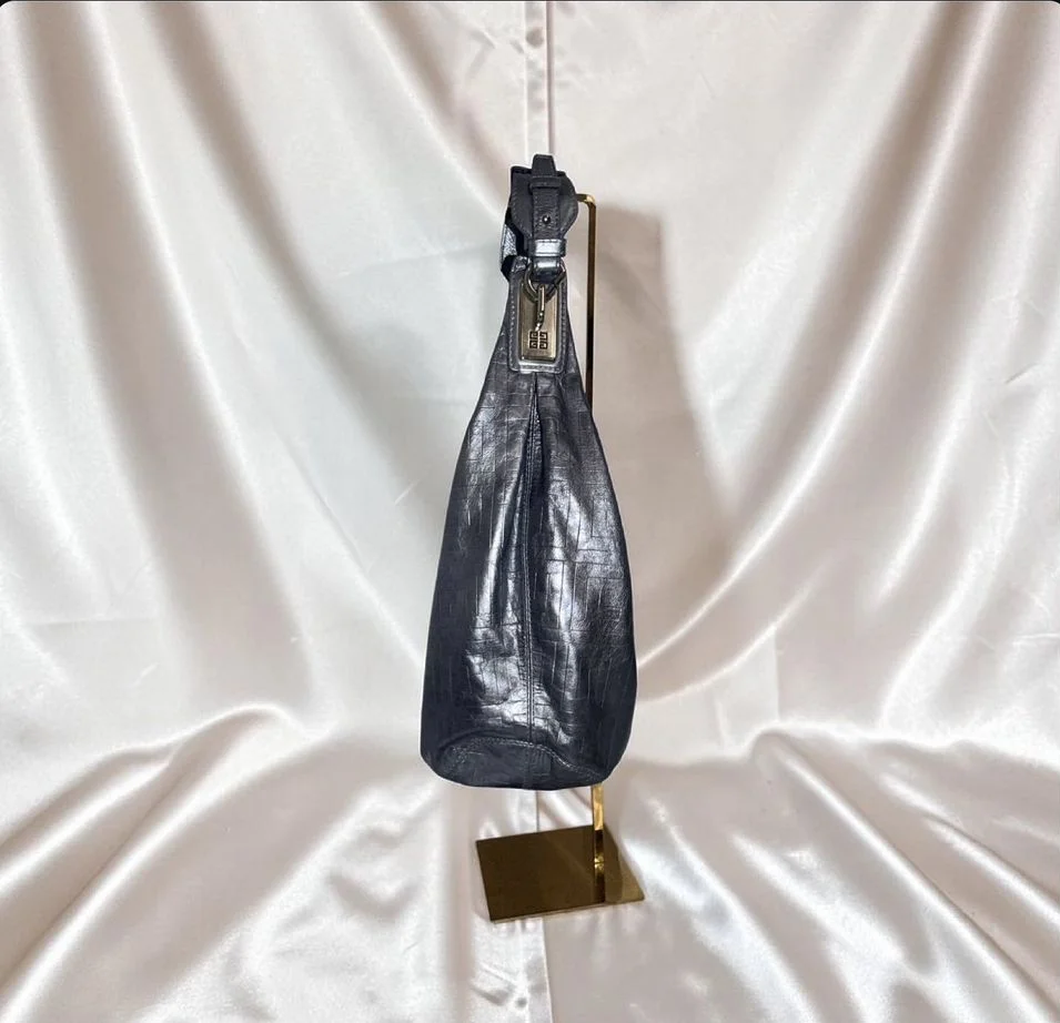 Редкая Givenchy silver leather hobo bag - миниатюра 4