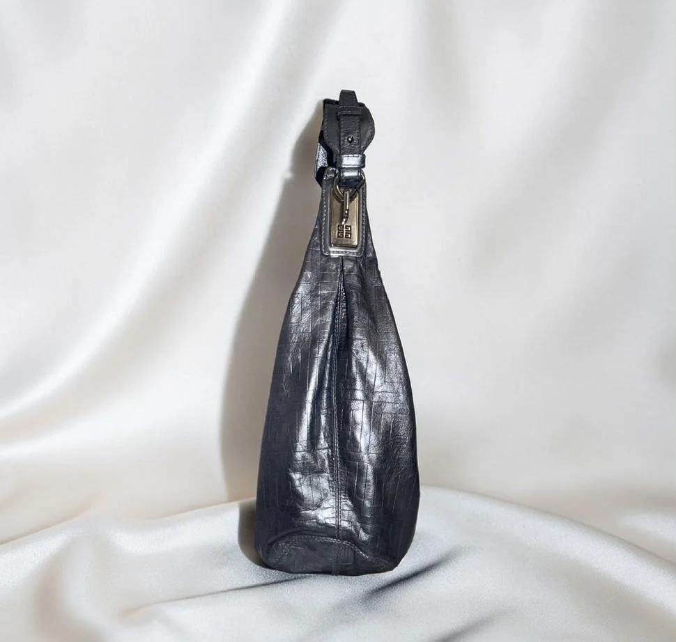 Редкая Givenchy silver leather hobo bag - миниатюра 5
