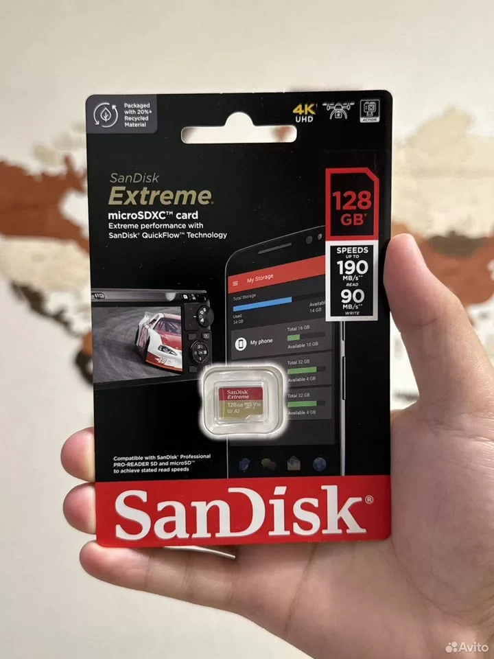 Карта памяти MicroSD SanDisk Extreme 190MB/S 128Gb - изображение 1
