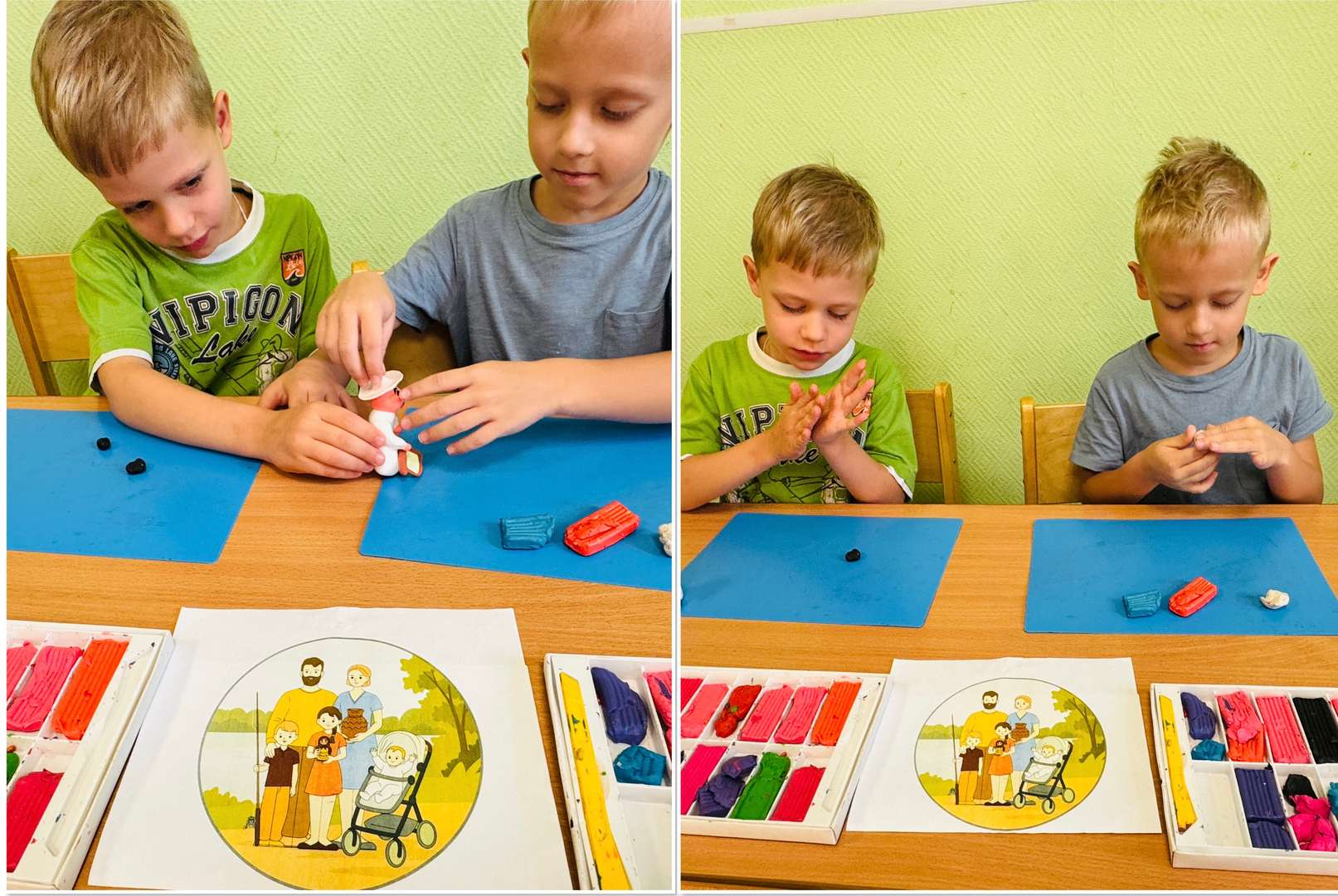 Пока мы гуляем, спим или играем, за пасекой кто‑то должен приглядывать! Мы с ребятами так подумали и решили: надо слепить пасечника!
Сначала скатали большой шарик — это туловище. Потом прилепили голову, а на неё — широкую шляпу, чтобы солнце пасечнику не мешало. Костюм сделали из белого пластилина — такой, как у настоящего пчеловода. А ещё мы не забыли про рамку с сотами! Её аккуратно вылепили и в руки пасечнику дали.
Мирон помогл  сделать ему добрые глаза и улыбку. Теперь он стоит рядышком с ульями и будто всё-всё про пчёлок знает. И я думаю: раз у нас теперь есть свой пасечник, то с нашей пасекой точно всё будет хорошо! 😊