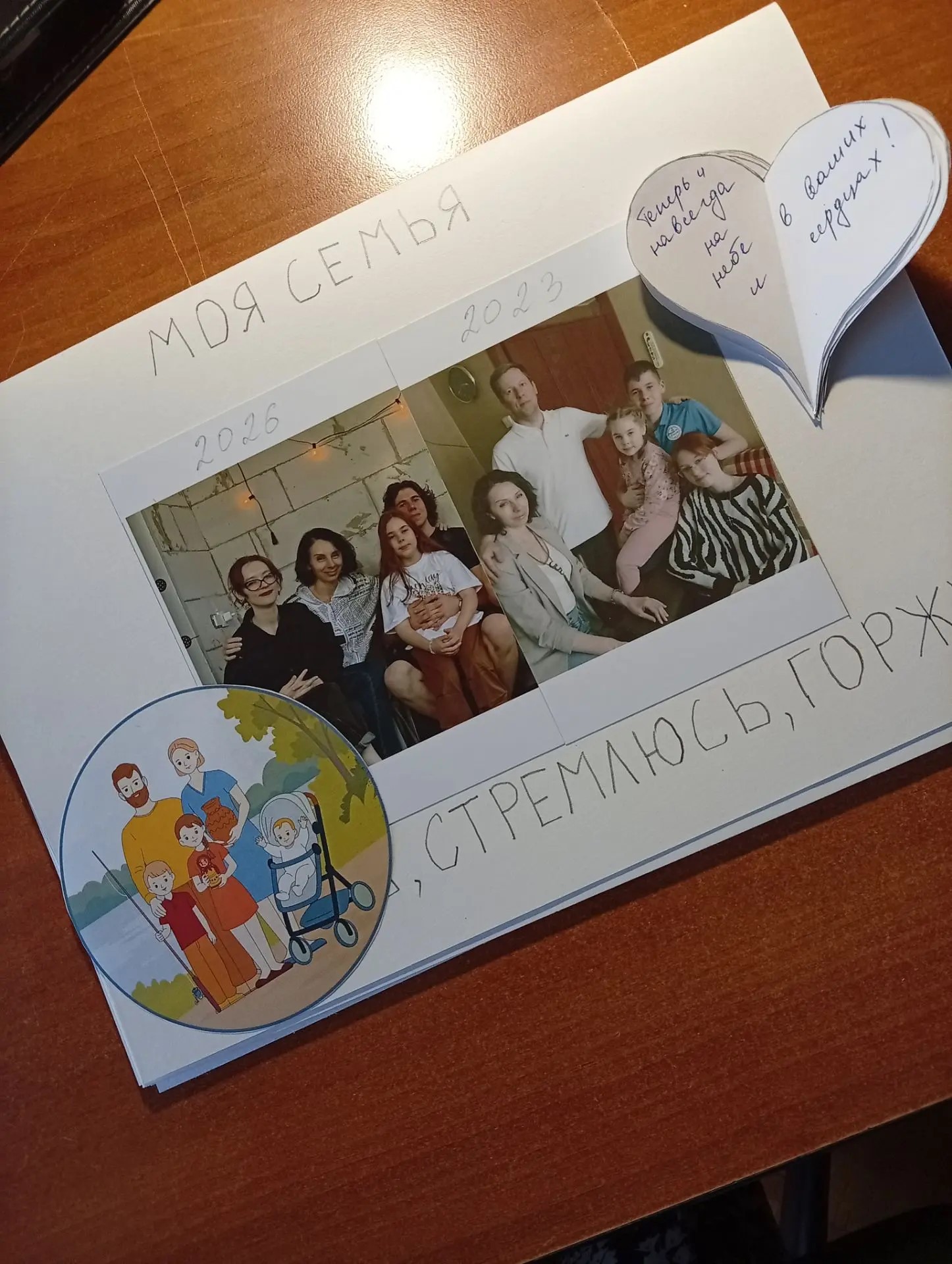 У папы на страничке от его имени в сердце написала мама...