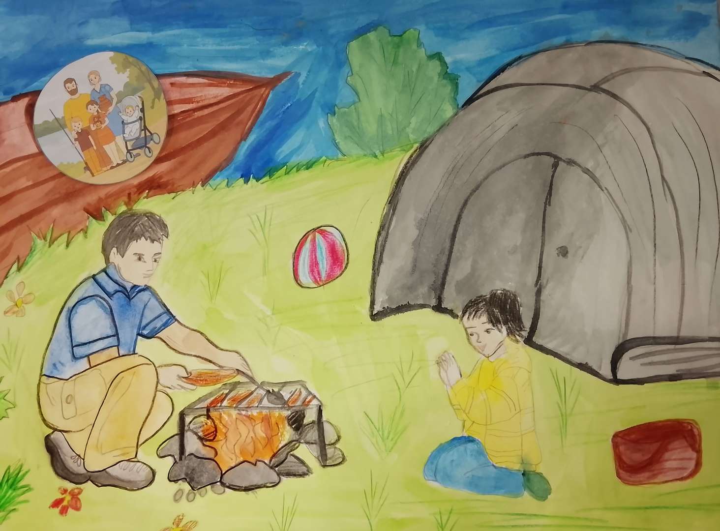 Рисунок "Пикник с папой".