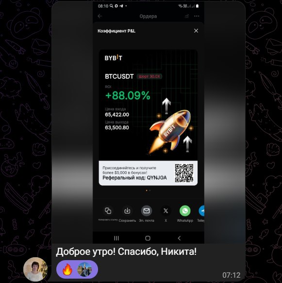Скриншот сделки ученика школы TrendUp